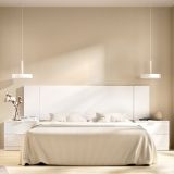 Testiera Letto Bianco Marrone Rovere 2 Comodini Inclusi Piazza e Mezza 34x251 cm, Colore Struttura Marrone - Sierra