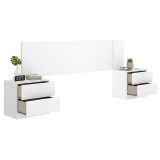Testiera Letto Bianco Marrone Rovere 2 Comodini Inclusi Piazza e Mezza 34x251 cm, Colore Struttura Marrone - Sierra