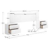 Testiera Letto Bianco Marrone Rovere 2 Comodini Inclusi Piazza e Mezza 34x251 cm, Colore Struttura Marrone - Sierra