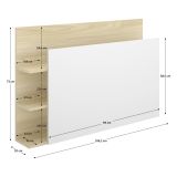 Testiera Letto Bianco Marrone Rovere Vani Libreria Singolo 19x105 cm, Colore Struttura Marrone - Minden