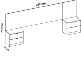 Testiera letto Cernera, Spalliera, Testata per camera da letto, Poggiatesta, 259x34 h106 cm, Bianco e Rovere