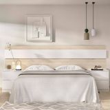 Testiera Letto Marrone Bianco Matrimoniale Colore Struttura Bianco 248x34.2 cm, - Trudy