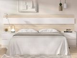 Testiera Letto Marrone Bianco Matrimoniale Colore Struttura Bianco 248x34.2 cm, - Trudy
