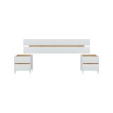 Testiera letto Nesika, Spalliera, Testata per camera da letto, Poggiatesta, 216x3 h47 cm, Bianco e Rovere Nodi