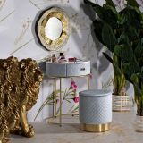 Toeletta Azzurro Celeste oro un Cassetto Rivestimento in Velluto Trapuntato 52x52x70h cm, Sfumatura Colore Struttura Celeste - Mbale