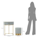 Toeletta Azzurro Celeste oro un Cassetto Rivestimento in Velluto Trapuntato 52x52x70h cm, Sfumatura Colore Struttura Celeste - Mbale