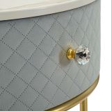 Toeletta Azzurro Celeste oro un Cassetto Rivestimento in Velluto Trapuntato 52x52x70h cm, Sfumatura Colore Struttura Celeste - Mbale