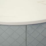Toeletta Azzurro Celeste oro un Cassetto Rivestimento in Velluto Trapuntato 52x52x70h cm, Sfumatura Colore Struttura Celeste - Mbale