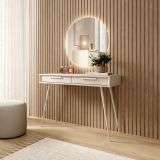 Toeletta Beige Cashmere 2 Cassetti Sfumatura Colore Ripiano Cashmere 187x40x52h cm, Materiale Struttura in Metallo - Katilaka