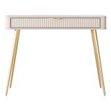 Toeletta Beige oro un Cassetto Materiale Struttura in Metallo 100x38x78h cm, Materiale Piano in Legno Nobilitato - Katerara