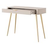 Toeletta Beige oro un Cassetto Materiale Struttura in Metallo 100x38x78h cm, Materiale Piano in Legno Nobilitato - Katerara