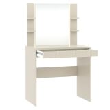Toeletta Beige Scuro Specchio Incluso un Cassetto 80x40x136h cm, Cassetto Effetto Rigato - Logaza