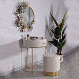 Toeletta Bianco Crema oro un Cassetto Rivestimento in Velluto Trapuntato 52x52x70h cm, Sfumatura Colore Struttura Crema - Mbale