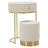 Toeletta Bianco Crema oro un Cassetto Rivestimento in Velluto Trapuntato 52x52x70h cm, Sfumatura Colore Struttura Crema - Mbale