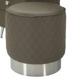 Toeletta Bianco Marmo Grigio Tortora 4 Cassetti Finitura Simil Pelle Trapuntata con Dettagli Argento, top Effetto Marmo 120x40x75h cm, - Tafrao