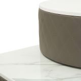 Toeletta Bianco Marmo Grigio Tortora 4 Cassetti Finitura Simil Pelle Trapuntata con Dettagli oro, top Effetto Marmo 120x40x75h cm, - Tafrao