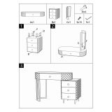 Toeletta Bianco Marmo Grigio Tortora 4 Cassetti Finitura Simil Pelle Trapuntata con Dettagli oro, top Effetto Marmo 120x40x75h cm, - Tafrao
