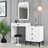 Toeletta Bianco Marrone Noce Specchio Incluso 4 Cassetti 124x40x85h cm, con Piedini - Meltina