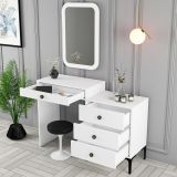 Toeletta Bianco Marrone Noce Specchio Incluso 4 Cassetti 124x40x85h cm, con Piedini - Meltina