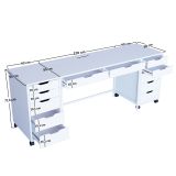 Toeletta Bianco Nero Specchio Incluso 12 Cassetti 200x55x77h cm, Luci Incluse - Lagunare