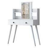 Toeletta Bianco Nero Specchio Incluso 2 Cassetti 103x40x112h cm, Colore Struttura Nero - Longhena