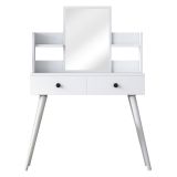 Toeletta Bianco Nero Specchio Incluso 2 Cassetti 103x40x112h cm, Colore Struttura Nero - Longhena