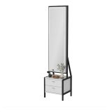Toeletta Bianco Nero Specchio Incluso 2 Cassetti 41x35x170h cm, Un'anta - Sicamino