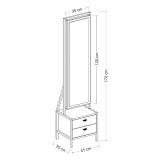 Toeletta Bianco Nero Specchio Incluso 2 Cassetti 41x35x170h cm, Un'anta - Sicamino