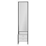 Toeletta Bianco Nero Specchio Incluso 2 Cassetti 41x35x170h cm, Un'anta - Sicamino