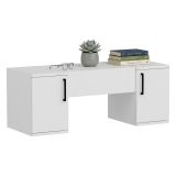 Toeletta Bianco Nero Specchio Incluso 3 Ante 100x35x74h cm, Colore Struttura Nero - Cicerale
