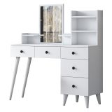 Toeletta Bianco Nero Specchio Incluso 5 Cassetti 125x40x94h cm, Colore Struttura Nero - Certaldo