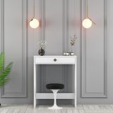 Toeletta Bianco Nero Specchio Incluso un Cassetto 70x85x40h cm, Colore Struttura Nero - Carde