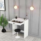 Toeletta Bianco Nero Specchio Incluso un Cassetto 70x85x40h cm, Colore Struttura Nero - Carde