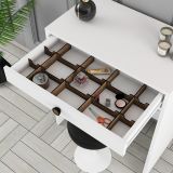 Toeletta Bianco Nero Specchio Incluso un Cassetto 70x85x40h cm, Colore Struttura Nero - Carde
