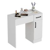 Toeletta Bianco Nero Specchio Incluso un Cassetto 74x38x108h cm, 2 Ante - Lequile
