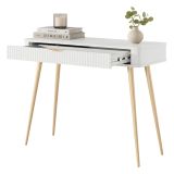 Toeletta Bianco oro un Cassetto Materiale Struttura in Metallo 100x38x78h cm, Materiale Piano in Legno Nobilitato - Katerara