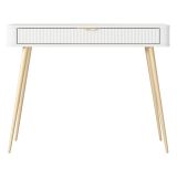 Toeletta Bianco oro un Cassetto Materiale Struttura in Metallo 100x38x78h cm, Materiale Piano in Legno Nobilitato - Katerara