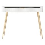 Toeletta Bianco oro un Cassetto Materiale Struttura in Metallo 100x38x78h cm, Materiale Piano in Legno Nobilitato - Katerara