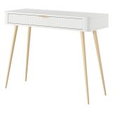Toeletta Bianco oro un Cassetto Materiale Struttura in Metallo 100x38x78h cm, Materiale Piano in Legno Nobilitato - Katerara