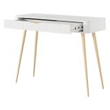Toeletta Bianco oro un Cassetto Materiale Struttura in Metallo 100x38x78h cm, Materiale Piano in Legno Nobilitato - Katerara