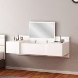 Toeletta Bianco Specchio Incluso 3 Ante 100x39x33h cm, Materiale Piano in Legno Nobilitato - Selci