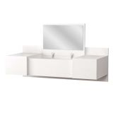 Toeletta Bianco Specchio Incluso 3 Ante 100x39x33h cm, Materiale Piano in Legno Nobilitato - Selci