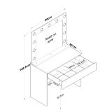 Toeletta Bianco Specchio Incluso un Cassetto 90x45x77h cm, Luci Incluse - Veggiano