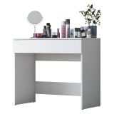 Toeletta Bianco Specchio Incluso un Cassetto 90x45x77h cm, Materiale Piano in Legno Nobilitato - Fele