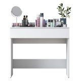 Toeletta Bianco Specchio Incluso un Cassetto 90x45x77h cm, Materiale Piano in Legno Nobilitato - Fele