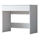 Toeletta Bianco Specchio Incluso un Cassetto 90x45x77h cm, Materiale Piano in Legno Nobilitato - Fele