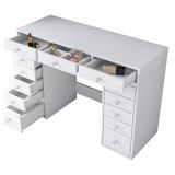 Toeletta Bianco Trasparente Specchio Incluso 13 Cassetti 120x45x82h cm, Colore Struttura Trasparente - Tirolo