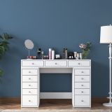 Toeletta Bianco Trasparente Specchio Incluso 13 Cassetti 120x45x82h cm, Colore Struttura Trasparente - Tirolo