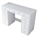 Toeletta Bianco Trasparente Specchio Incluso 13 Cassetti 120x45x82h cm, Colore Struttura Trasparente - Tirolo