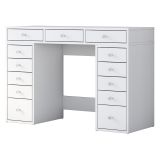 Toeletta Bianco Trasparente Specchio Incluso 13 Cassetti 120x45x82h cm, Colore Struttura Trasparente - Tirolo